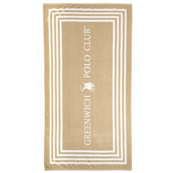 Πετσέτα Θαλάσσης Βαμβακερή 90x170εκ. Essential 4053 Λευκή-Taupe Greenwich Polo Club