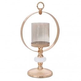 Κηροπήγιο Γυάλινο-Μεταλλικό Χρυσό 18x12x34εκ. iliadis 91772