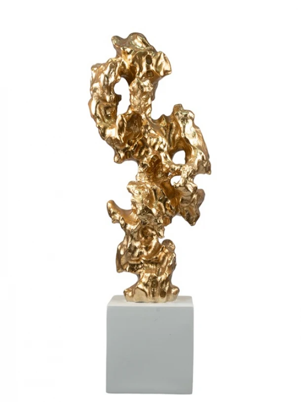 Διακοσμητικό Επιτραπέζιο Polyester Χρυσό-Λευκό 20x14,5x42εκ. Zen Collection 24.34.51047