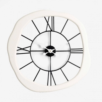 Ρολόι Τοίχου Μεταλλικό-Ξύλινο Λευκό-Μαύρο 61x4x60εκ. ESTHETI 813-10002