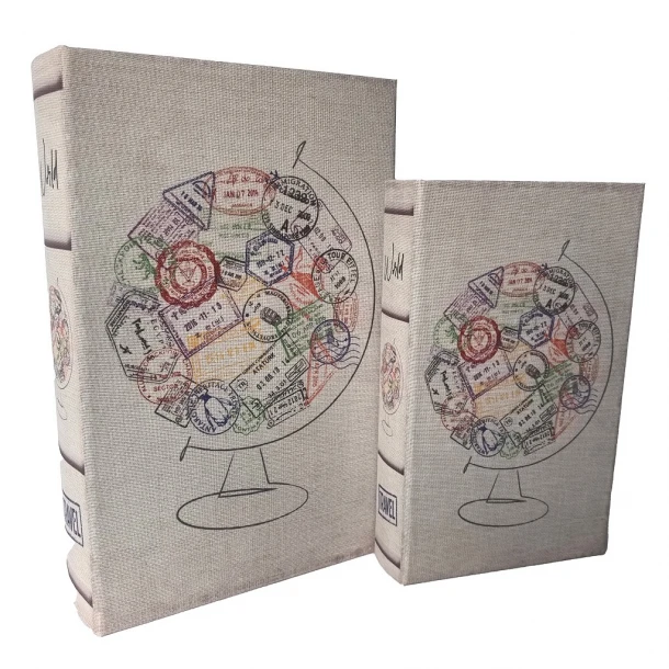 Διακοσμητικό Κουτί Βιβλίο Σετ 2τμχ Ξύλινο Γκρι ESPIEL 30x20x6,5εκ.-24x15x4,5εκ. BIB102