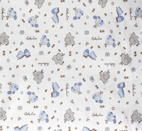 Πάνα Χασές Bebe Φανελένια 80x80εκ. Elephant 074 White-Sky Blue DimCol