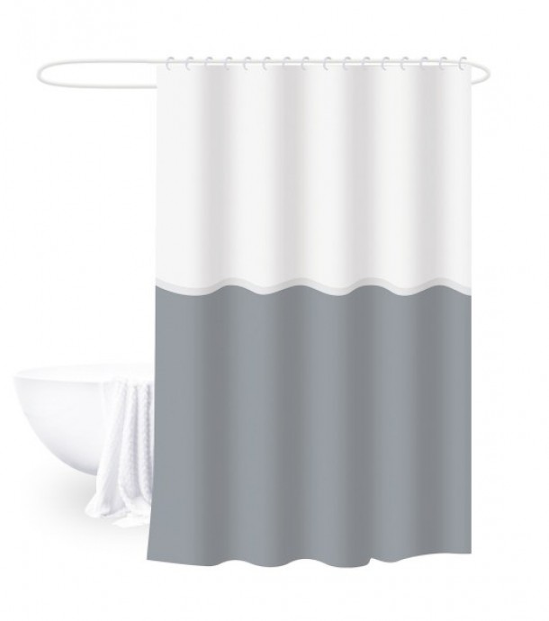 Κουρτίνα Μπάνιου Δίχρωμη 180x180εκ. Polyester Bliss White-Grey 2435785