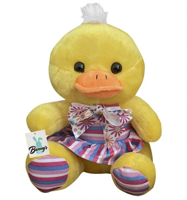 Λούτρινο Παπάκι Με Φόρεμα Κίτρινο 25εκ. 79-242