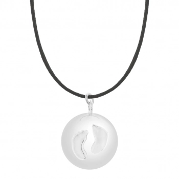 Μενταγιό Εγκυμοσύνης Επάργυρο-Βαμβακερό Bola Sofie Silver Πατουσάκια Proud Mama PM-665