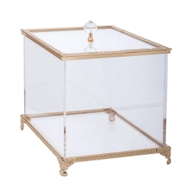 Διακοσμητικό Κουτί Με Καπάκι Μεταλλικό-Plexiglass Χρυσό 15x15x20εκ. iliadis 92621
