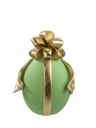 Διακοσμητικό Πασχαλινό Αυγό Με Φιόγκο Polyester Πράσινο-Χρυσό 11,5x13x17,8εκ. Zen Collection 26.6.52446