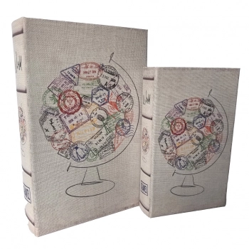 Διακοσμητικό Κουτί Βιβλίο Σετ 2τμχ Ξύλινο Γκρι ESPIEL 30x20x6,5εκ.-24x15x4,5εκ. BIB102