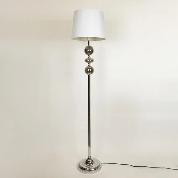 Φωτιστικό Επιδαπέδιο Μεταλλικό Με Υφασμάτινο Καπέλο Ασημί-Λευκό 35x163εκ. ESTHETI 757-11016