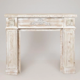 Πρόσοψη Τζακιού Ξύλινη Αντικέ Μπεζ 120x23x101εκ. ESTHETI 750-33515