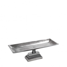 Διακοσμητική Πιατέλα Με Πόδι Αλουμινίου Ασημί ESPIEL 45x15x8εκ. FLA334