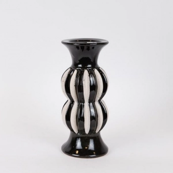 Κηροπήγιο Κεραμικό Μαύρο-Λευκό 11,8x28εκ. ESTHETI 752-25059