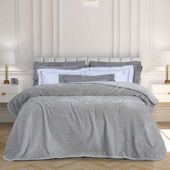 Κουβέρτα Βελουτέ Supersoft Μονή 160x240εκ. Essential 3442 Ασημί Greenwich Polo Club