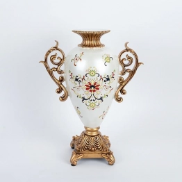 Βάζο Πορσελάνης-Polyresin Λευκό-Χρυσό 30x15x45εκ. ESTHETI 752-21011