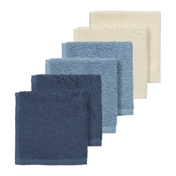 Σετ 6τμχ Λαβέτα Βαμβακερή 30x30εκ. Natural-Jeans Blue-Indigo Meyco MEY-167.000.CW.02E