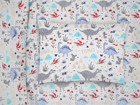 Μαξιλαροθήκη Μπεμπέ Polycotton 35x45εκ. Dino 309 White-Blue DimCol