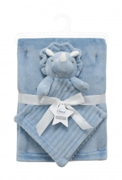Σετ Κουβέρτα Fleece Αγκαλιάς-Λίκνου 75x100εκ. Με Νάνι-Πανάκι Παρηγοριάς 33x33εκ. Dinosaur 04 Sky Blue Dimcol