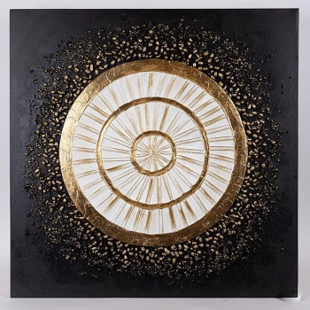 Πίνακας Καμβάς Κύκλος Χρυσός-Μαύρος-Λευκός 80x3x80εκ. ESTHETI 755-12210