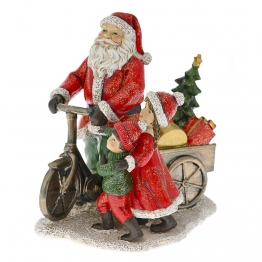 Χριστουγεννιάτικος Διακοσμητικός Άγιος Βασίλης Με Ποδήλατο Polyresin Κόκκινος iliadis 15x11x15εκ. 79293