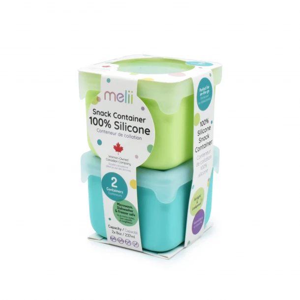 Σετ 2τμχ Δοχείο Σιλικόνης Για Σνακ 236ml Blue/Lime Melii MEL23310