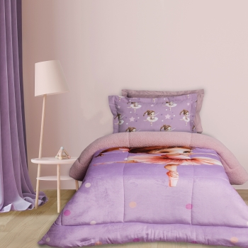 Κουβερτοπάπλωμα Fleece-Sherpa Μονό 160x220εκ. Kid 4972 Pink-Purple Das Kids