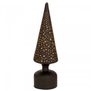 Χριστουγεννιάτικο Δέντρο Περιστρεφόμενο Με Led Μπαταρίας Γυάλινο Μαύρο 9x9x31εκ. iliadis 90907