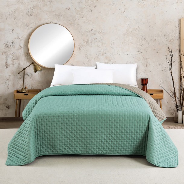 Κουβερλί 2 Όψεων Microfiber Υπέρδιπλο 220x240εκ. Renzo Aqua-Dark Grey Melinen 20003333