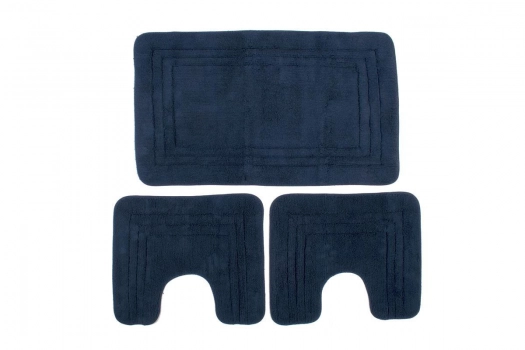 Ταπέτο Μπάνιου Σετ 3 τμχ Βαμβακερό Navy Blue ZUCCHI DimCol