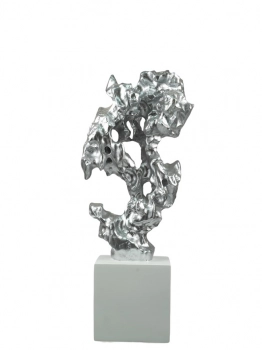 Διακοσμητικό Επιτραπέζιο Polyester Ασημί-Λευκό 18x14x49εκ. Zen Collection 24.34.51050