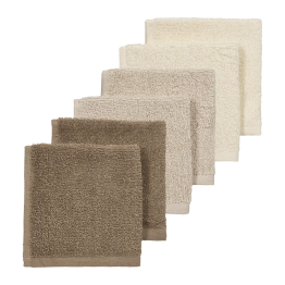 Σετ 6τμχ Λαβέτα Βαμβακερή 30x30εκ. Natural-Soft Sand-Taupe Meyco MEY-167.000.DB.02E