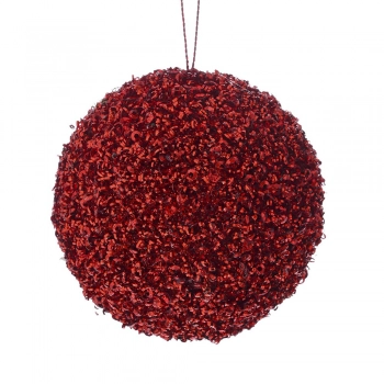 Χριστουγεννιάτικη Μπάλα Polyfoam Κόκκινη Glitter 8εκ. iliadis 83492