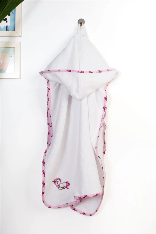 Κάπα Με Κέντημα Bebe 75x85εκ. Unicorn 188 White-Pink Dimcol
