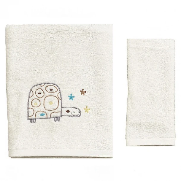Σετ Πετσέτες 2τμχ Μπεμπέ Βαμβακερές Tortoise Εκρού 50243