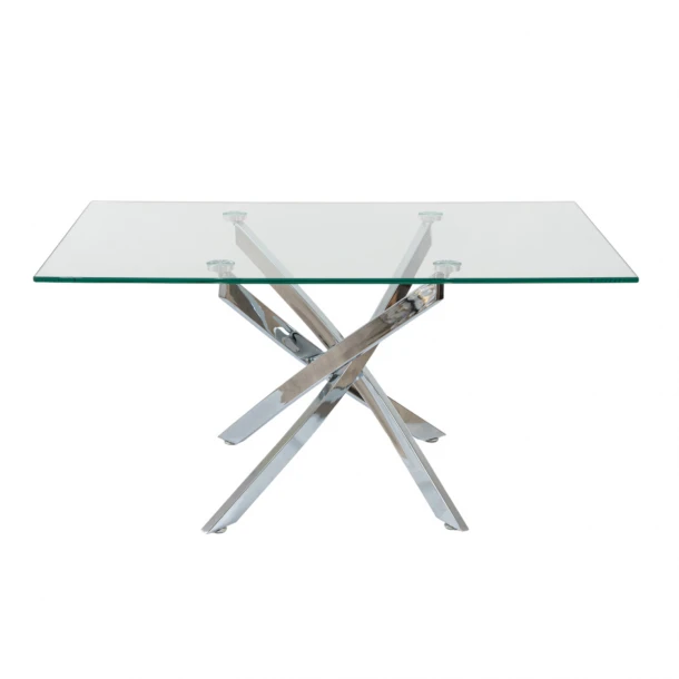 Τραπεζάκι Γυάλινο-Μεταλλικό Διάφανο-Ασημί 100x60x50εκ. Zen Collection 24.16.49953