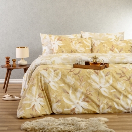 Σετ Σεντόνια Polycotton Υπέρδιπλα Με Λάστιχο 160x200+32εκ. Giulia Ochre Casual Line Melinen 20005312