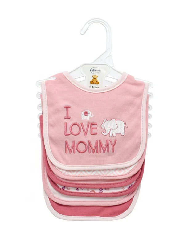 Σετ 6τμχ Σαλιάρες Interlock Polycotton Elephant 22 Pink Dimcol