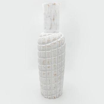 Βάζο Ξύλινο Λευκό-Καφέ 19x66εκ. ESTHETI 819-00401