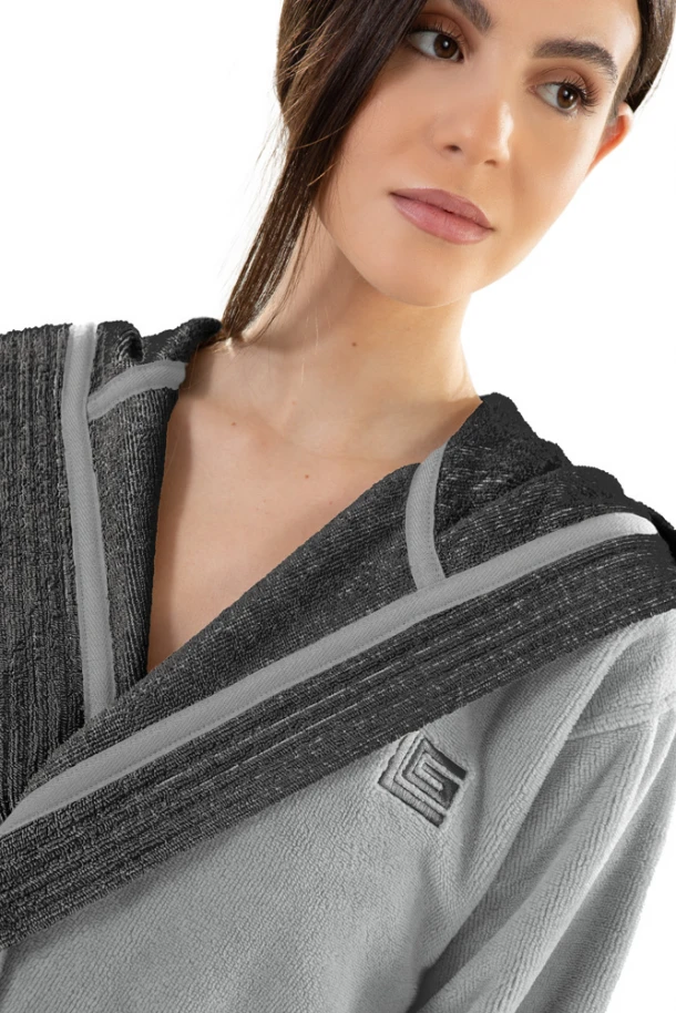 Μπουρνούζι Με Κουκούλα Ενηλίκων Polycotton Large Monogram Smoke Guy Laroche