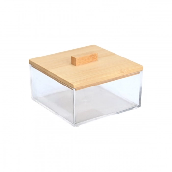 Κουτί Οργάνωσης Με Καπάκι Πλαστικό-Bamboo Essentials Estia 9x9x6εκ. 02-17675
