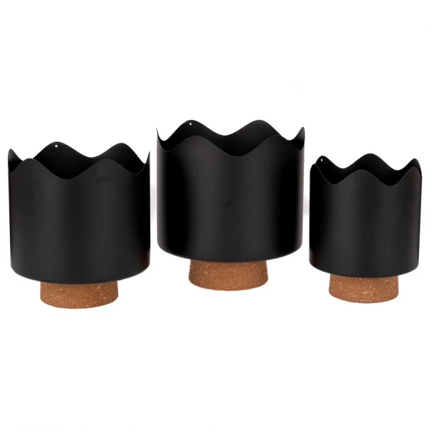 Κασπώ Μεταλλικό Σετ 3τμχ Μαύρο Με Φελλό 19x21εκ.-17x19εκ.-14x17εκ. iliadis 93106