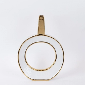 Βάζο Κεραμικό Λευκό-Χρυσό 27x16x38εκ. ESTHETI 752-20405