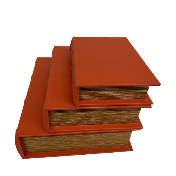 Διακοσμητικό Κουτί-Βιβλίο Σετ 3τμχ Πορτοκαλί-Χρυσό ESPIEL 27x22x7εκ.-22x17x5,5εκ.-17,5x12,5x4εκ. DWNA1002