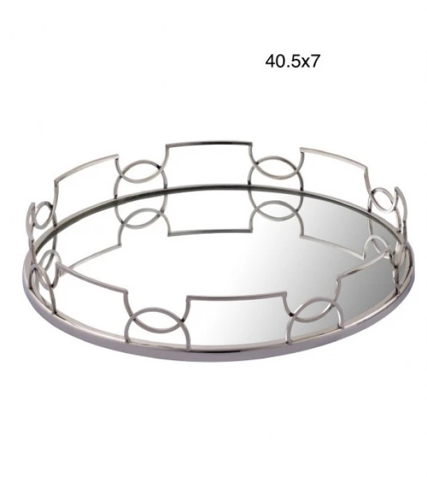 Δίσκος Σερβιρίσματος Στρογγυλός Αλουμινίου Ασημί Με Καθρέπτη Φ40,5x7εκ. Capolavoro 21.000.1112