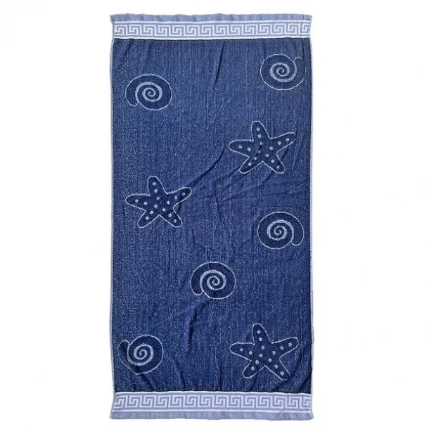 Πετσέτα Θαλάσσης Ζακάρ 75x150εκ. Μονόχρωμη Μπλε Summer tiempo 42-825