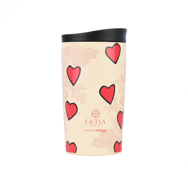 Θερμός Ποτήρι Ανοξείδωτος Travel Mug Tender Lace Save The Aegean 350ml-8x8x15εκ. Estia 01-31930