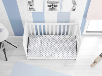 Σετ Σεντόνια 3τμχ Βαμβακερά Κούνιας 120x160εκ. Windows 136 White DimCol 1914617610013676