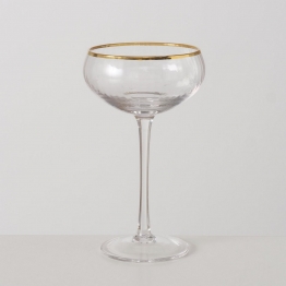 Ποτήρι Σαμπάνιας Γυάλινο Διάφανο Με Χρυσή Ρίγα 10x17εκ. MSA 20-25-874
