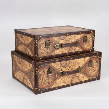 Κουτί-Βαλίτσα Σετ 2τμχ Ξύλινο 42x30x16εκ.-37x25x13εκ. ESTHETI 752-17012