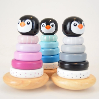 Στοιβαζόμενος Πύργος Ξύλινος Πιγκουίνος Ροζ Magni MGN2670P