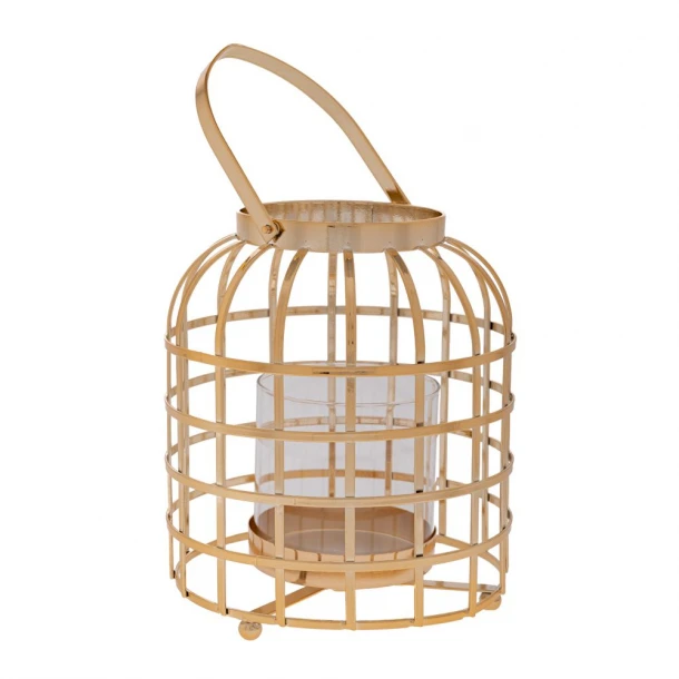 Φανάρι Μεταλλικό Χρυσό Με Γυαλί 17,5x26εκ. iliadis 92036